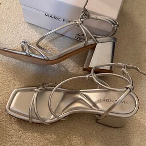Marc Fisher Metallic Silver Block Heel